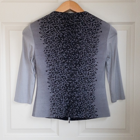 Joseph Ribkoff Jacket Animal Leopard Print Design Black Grey Silver Size 6 - Picture 2 of 8